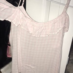 cute pink plaid crop top shirt